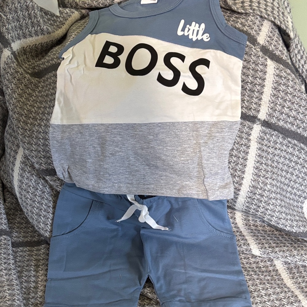 Kids Blue and Gray Shorts Outfit